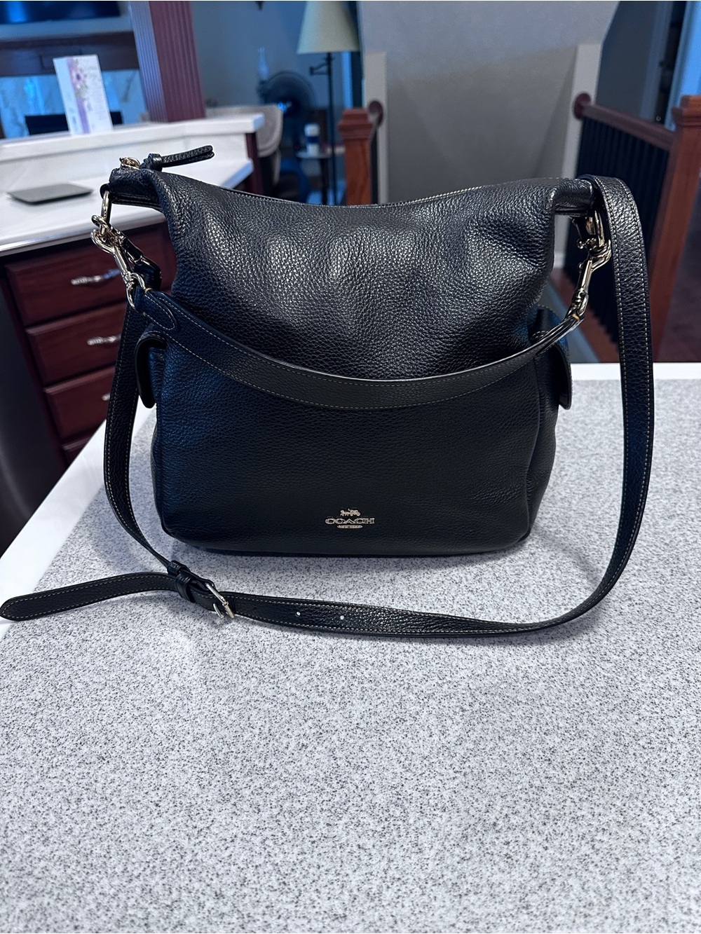 Coach Black Pebbled Leather Shoulder Bag - very good shape